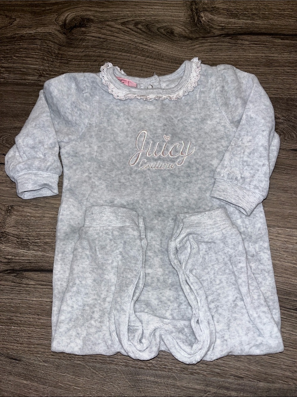 Juicy Couture Light Gray Infant One-Piece Romper size 12m